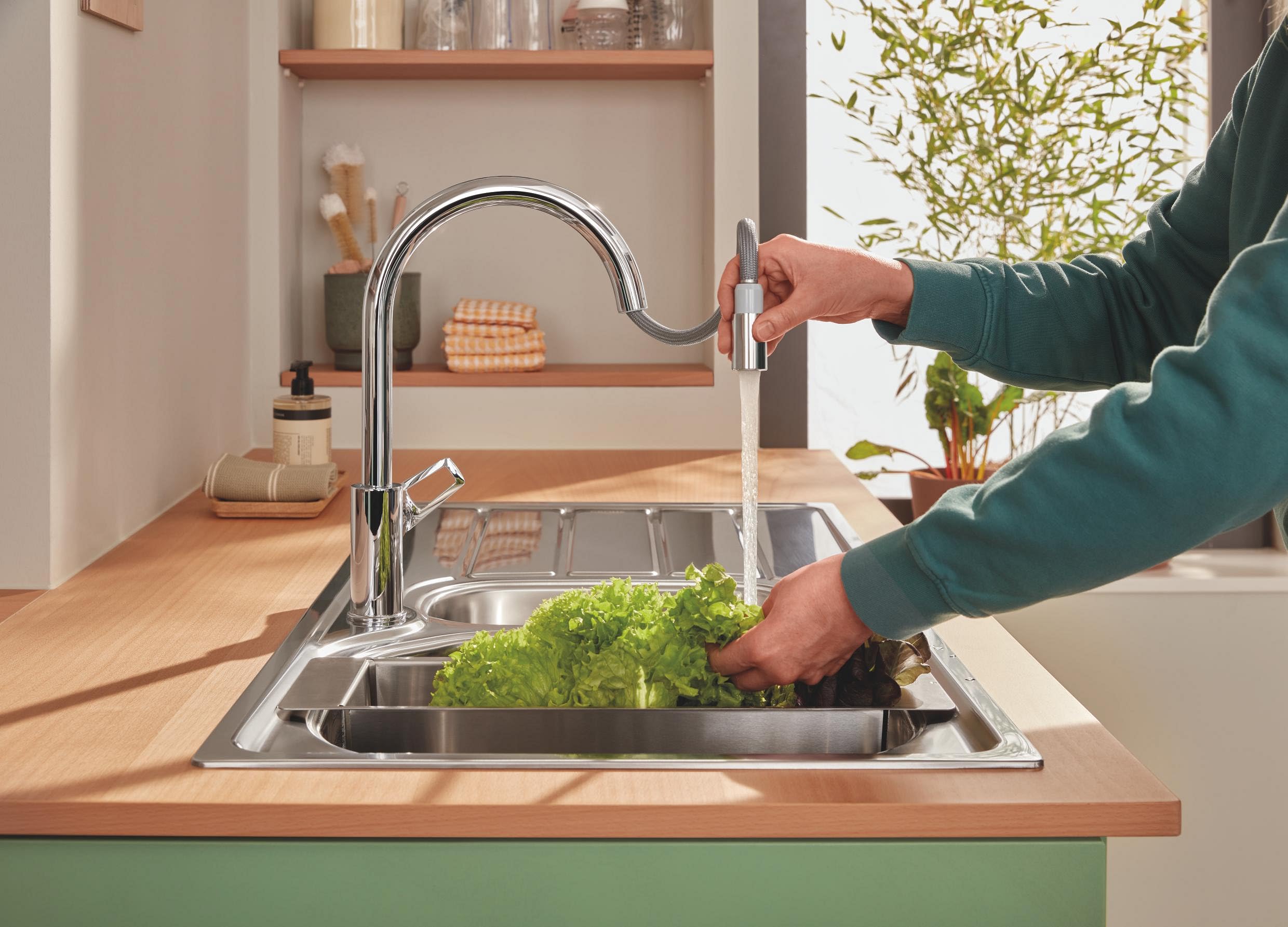 GROHE Wielofunkcyjne sitko (stal nierdzewna, 450 x 150 x 100 mm, nadaje się do mycia w zmywarce, bez korozji), stal nierdzewna, 40852SD0
