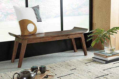 Miniatura 2 de Signature Design by Ashley Abbianna - Banco Accent de 48 pulgadas de ancho x 15 pulgadas de profundidad x 18 pulgadas de alto marrón oscuro