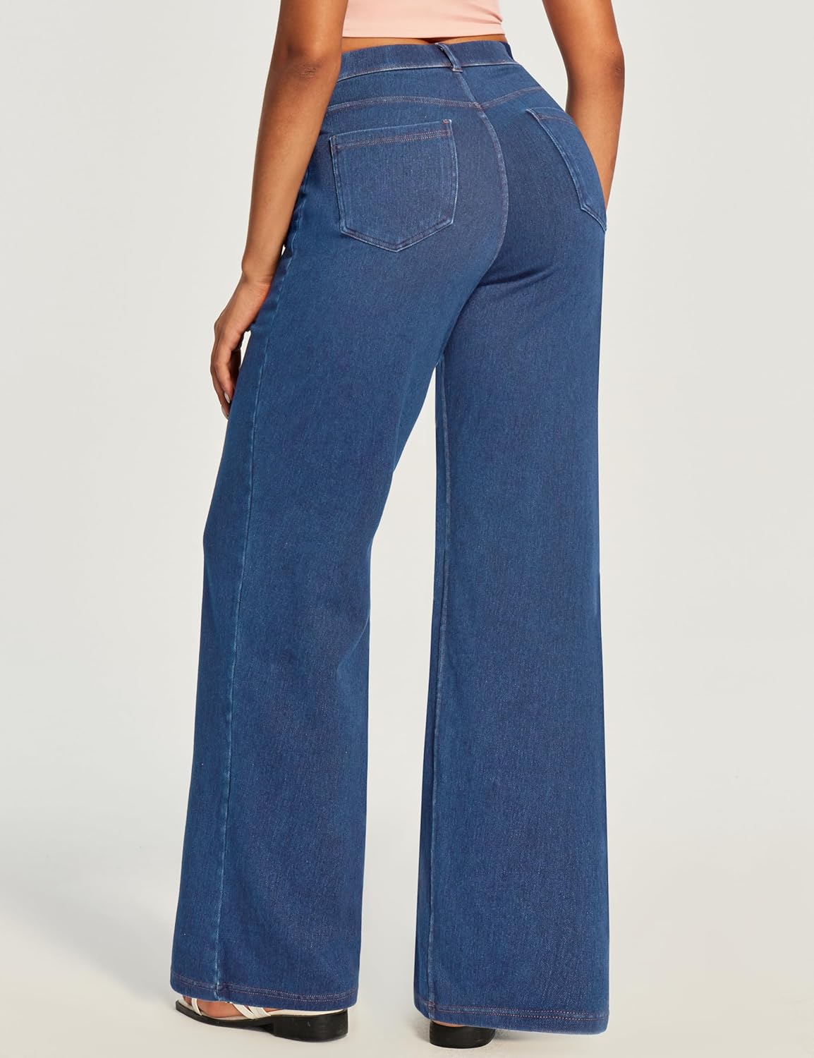 Ewedoos Wide Leg Jeans Woman Stretchy Sweatpant Jeans for Women Pull On High Waisted Straight Women Jeans Baggy Denim Pants - Image 2