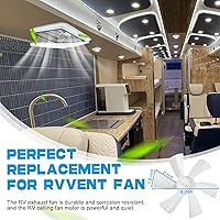 Vista 2 de Cubierta de ventilación de techo para caravana de 14 pulgadas, color blanco, universal, con ventilador de 12V para techo de caravana, aspas de 6