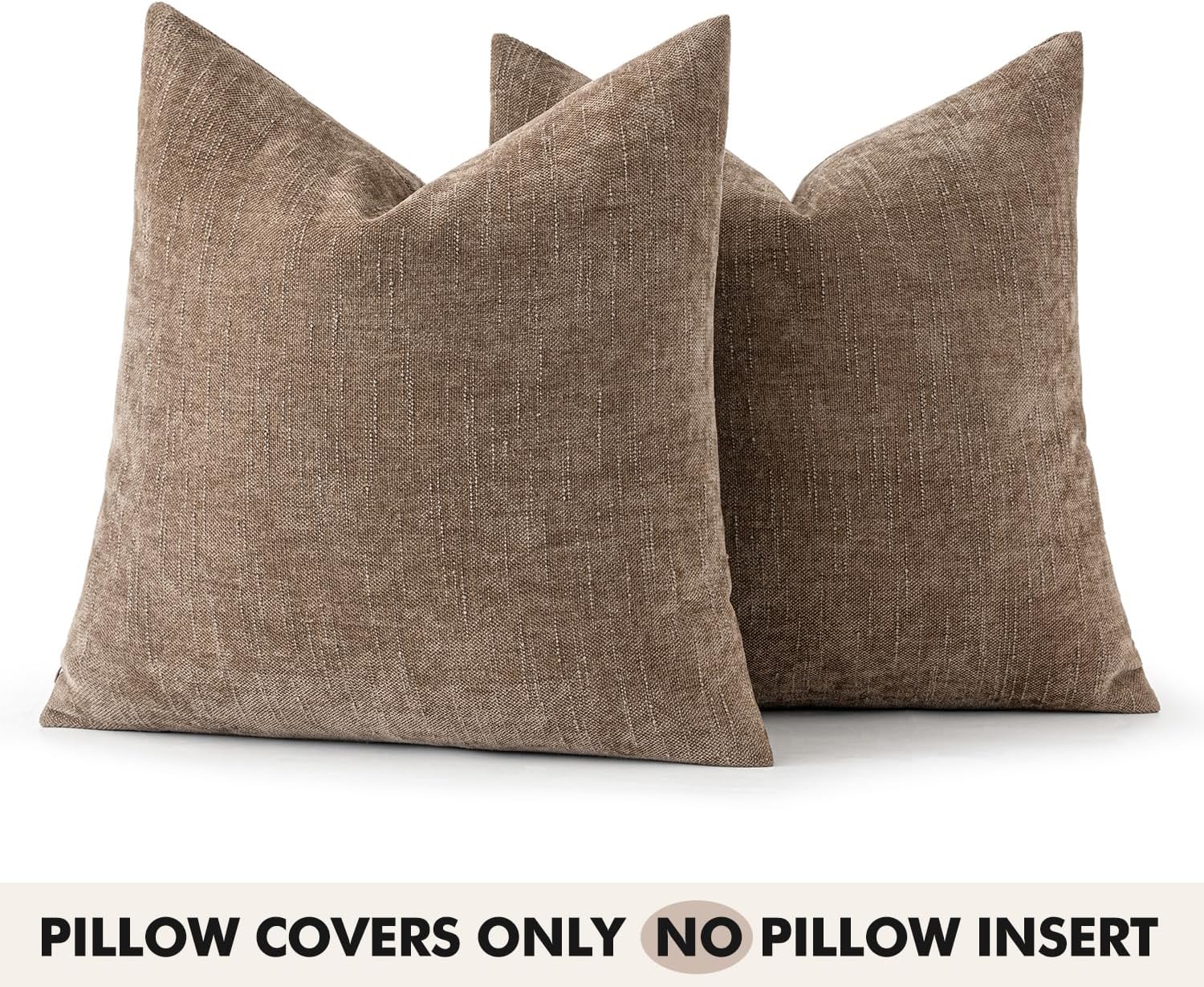 Woaboy Set of 2 Textured Throw Pillow Covers Decorative Soft Accent Square Chenille Pillowcases Neutral Farmhouse Cushions Modern Home Decor for Couch Sofa Bedroom Living Room 20x20 Inch, Taupe Gray - Image 7