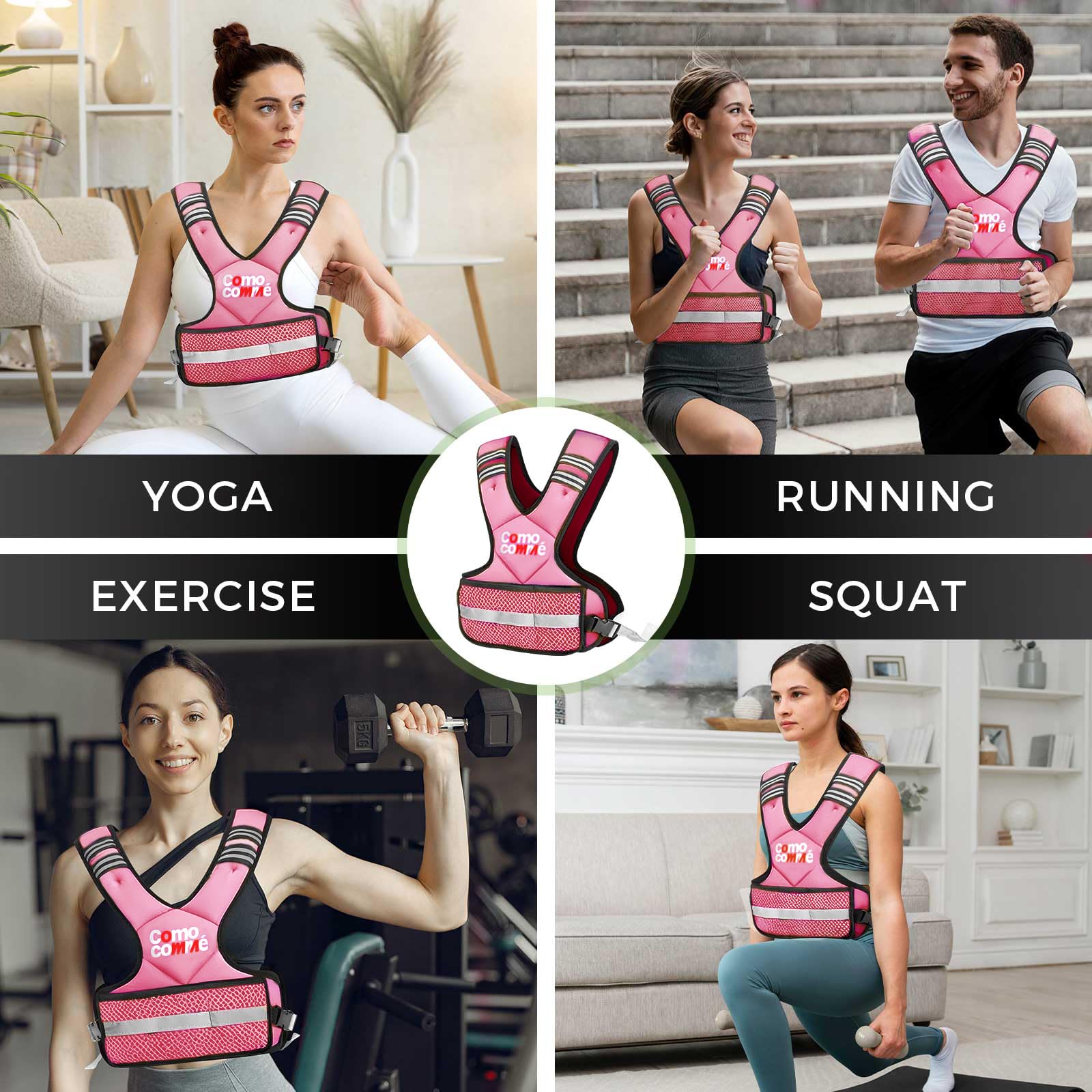 Gilet ponderato regolabile per uomini e donne, 1,8-4,5 kg/5,4-8,2 kg/9,1-14,5 kg gilet con 6 Ironsand per pesi, corsa, allenamento e allenamento, set di esercizi per corsa, passeggiate