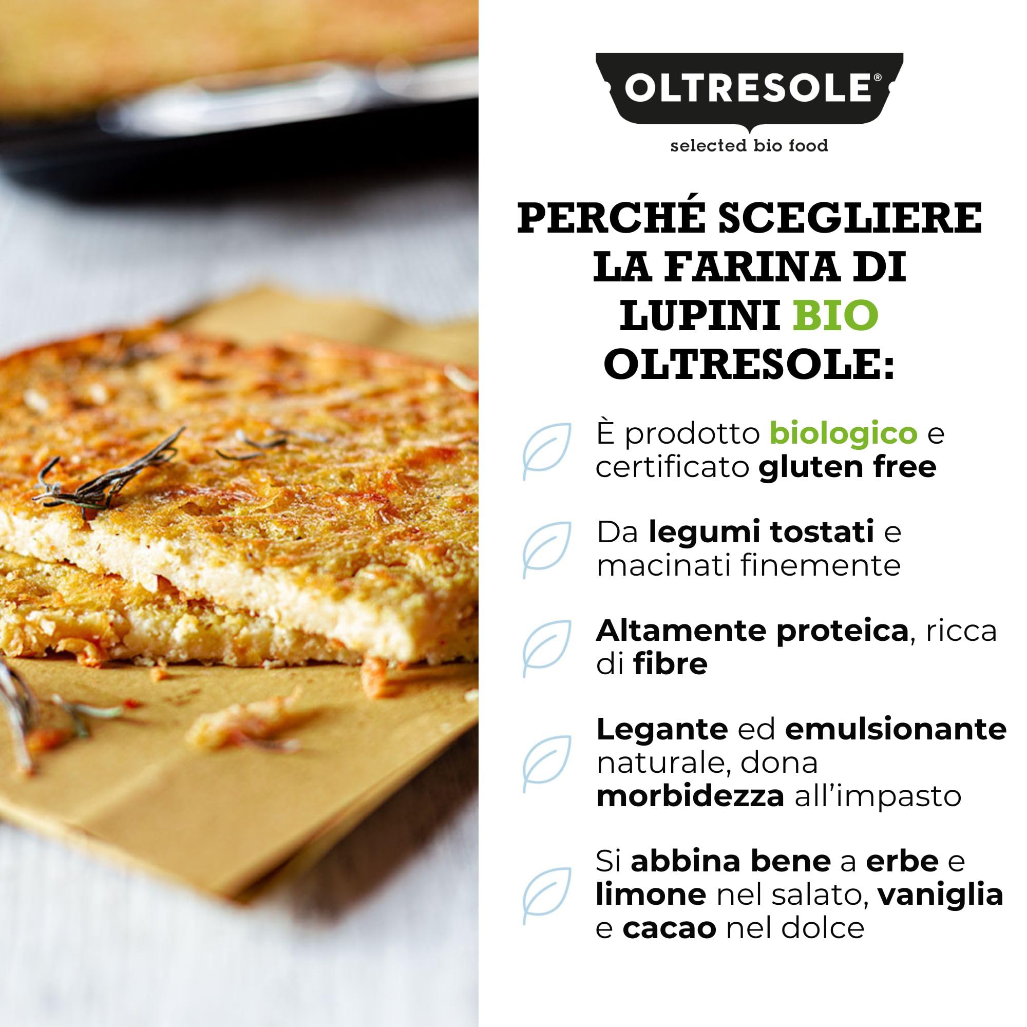 Oltresole - Harina de Altramuz Ecológica 1 kg - Harina de Legumbre Ecológica, Rica en Proteínas, Baja en Carbohidratos, Rica en Fibra, Perfecta para Dulces y Salados, Vegana