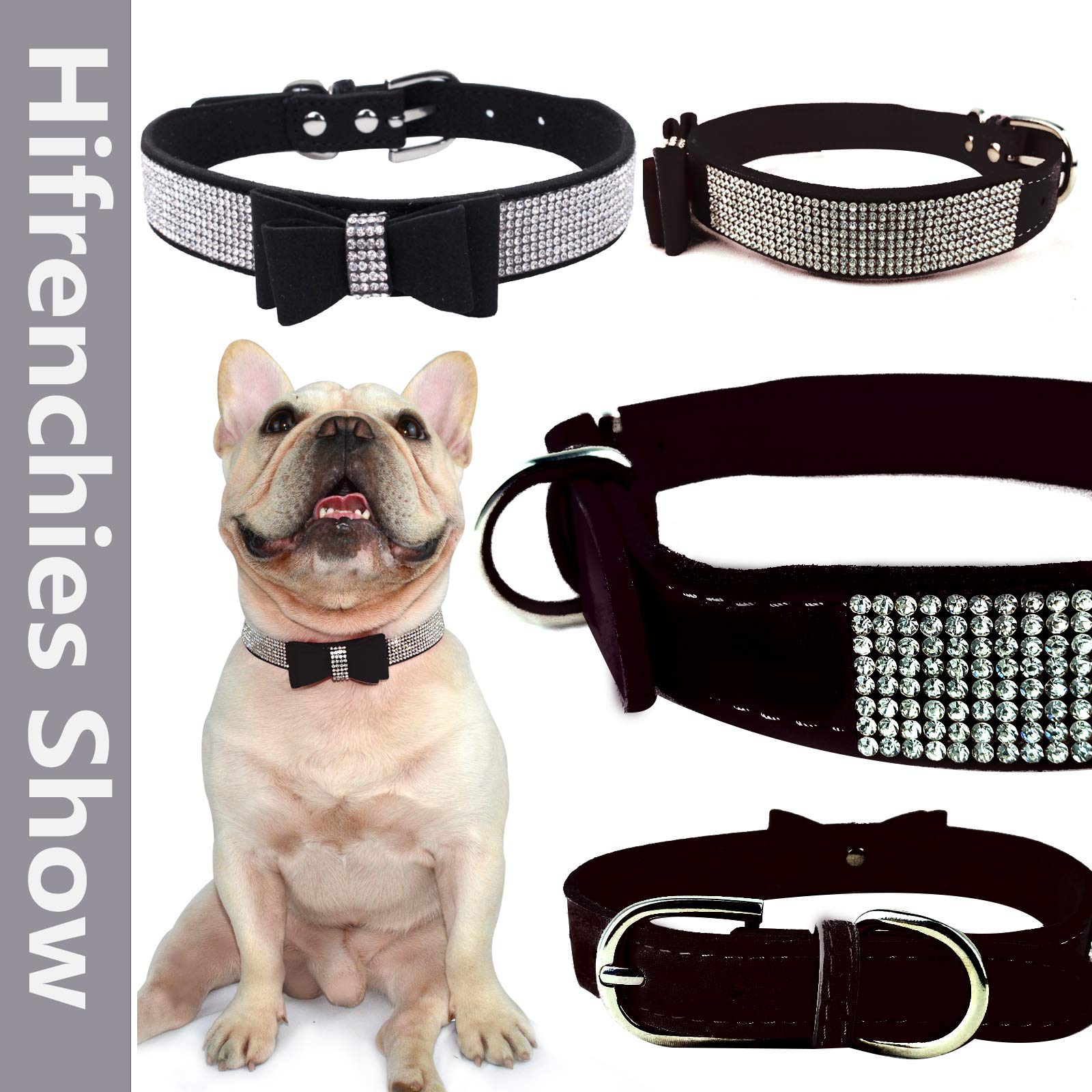 Glitzer-Hundehalsband Mit Strass & Schmetterling – Weiches Wildleder, Größe L, Für Kleine & Mittlere Hunde