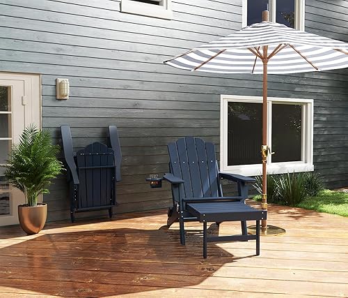 Miniatura 2 de FOOWIN Juego de 2 sillas Adirondack ajustables con otomana retráctil, silla Adirondack plegable con soporte para tazas, silla para hoguera de