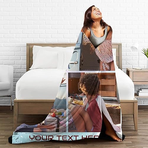 Miniatura 2 de Abybela Mantas personalizadas con fotos, mantas de fotos personalizadas con mis propias fotos, manta personalizada regalos para el día de la madre,