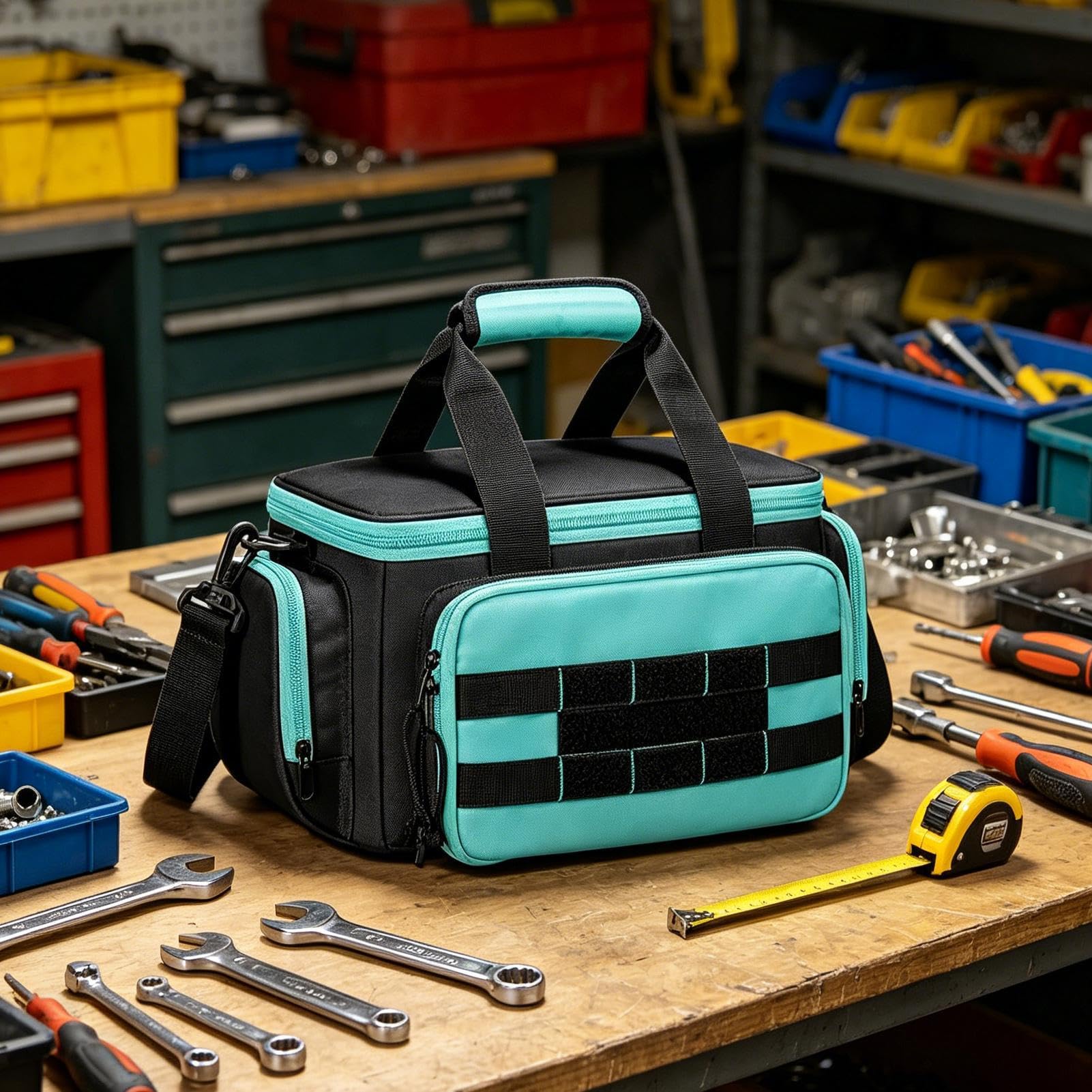 Bolsa Tote De Herramientas Contenedor Portátil de Tela Oxford | Bolsa Grande Para Herramientas Para Jardinería, Electricistas, Carpinteros, Dormitorios, Viajes, Construcción Y Camping
