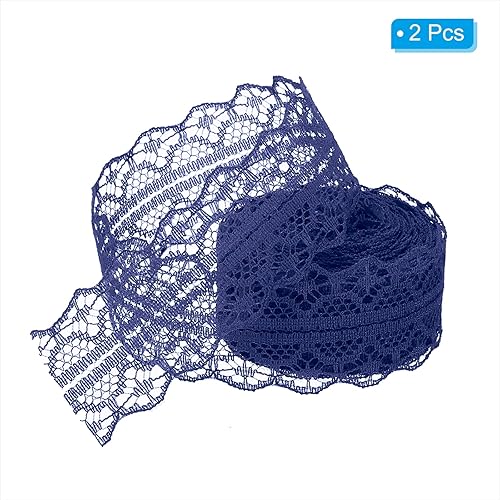 Miniatura 9 de PATIKIL Cinta de encaje de 1.2 pulgadas de ancho de 11 yardas, paquete de 2 rollos de encaje de costura, paquete de regalo, envoltura floral para
