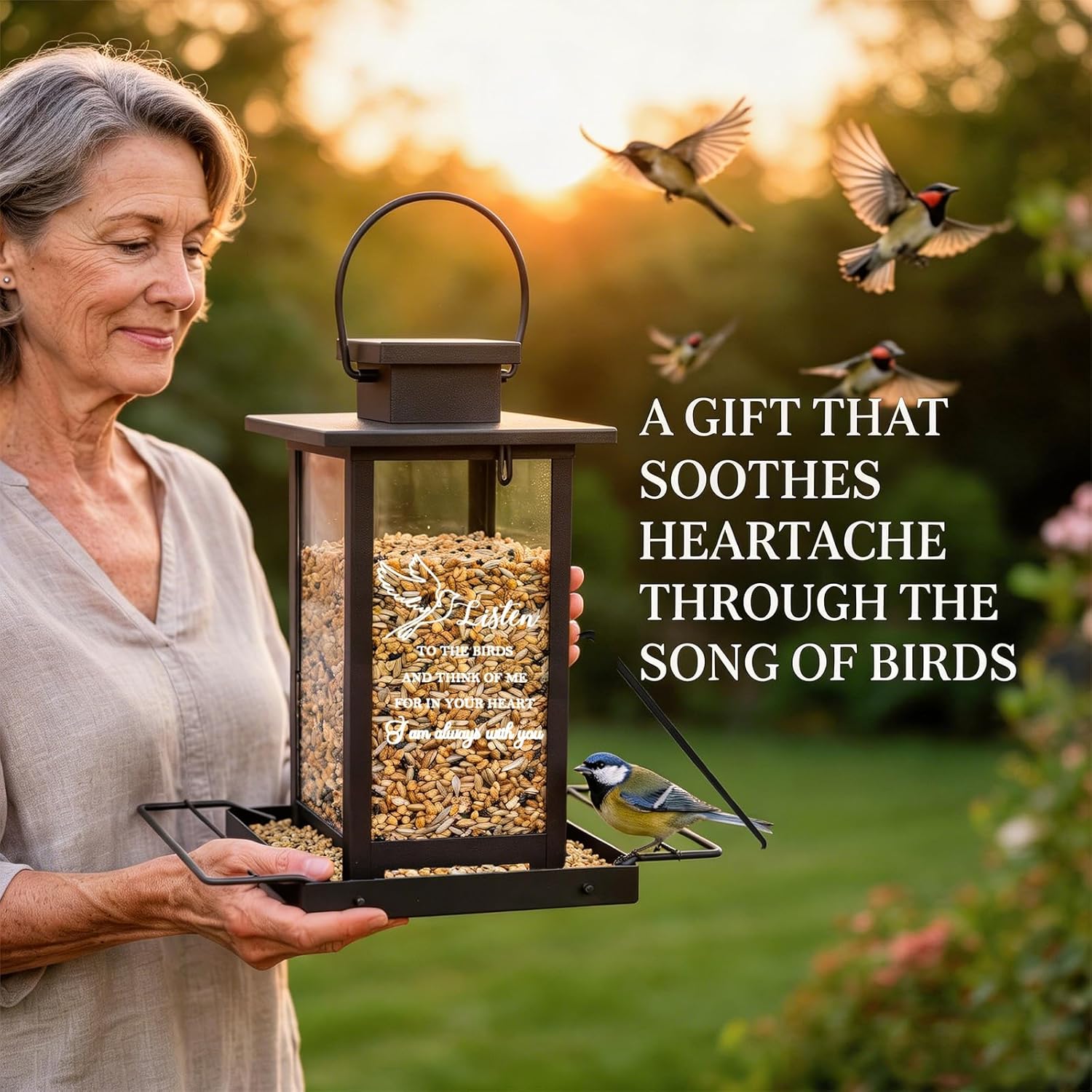 Memorial Bird Feeders for Outdoors, Sympathy Gifts for Loss of Loved One Dad Mom, Remembrance Condolences Bereavement Funeral Gift Idea, Grief Home Decor Sorry Loss Outside Garden