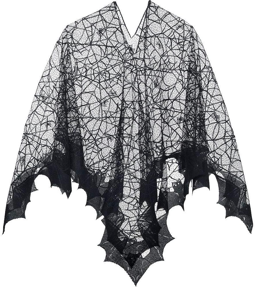 amscan Black Spider Web Poncho- 1 pc., One Size : Clothing, Shoes & Jewelry