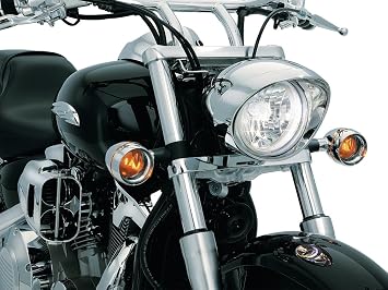 Kuryakyn 2270 Motorcycle Lighting Accessory Front Turn Signal/Blinker Lights Deep Dish Bezels for Honda, Kawasaki Motorcycles, Amber Bulbs with Smoke Lens, Chrome, 1 Pair