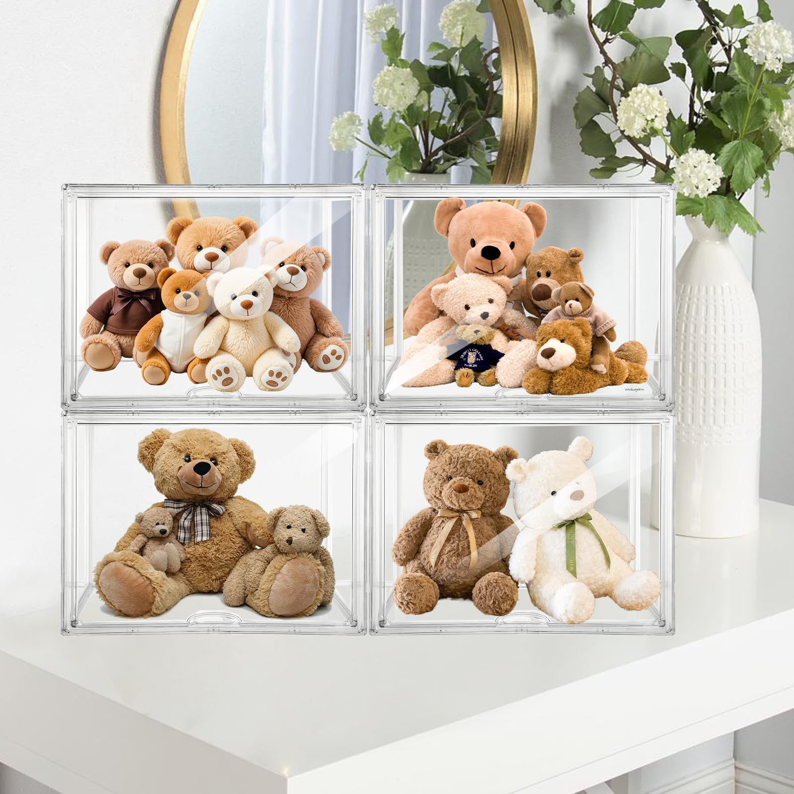 Przezroczysty akrylowy wyświetlacz 39 x 29 x 25 cm – Pleksiglas z zamknięciem magnetycznym, hermetyczna i odporna na kurz, idealna do kolekcji, modeli i pluszaków