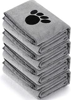 Chumia 4 Pack Super Absorbent Microfiber Dog Bath Towels - Quick Dry Soft Pet Grooming Towels for Dogs Cats 40x24 Inch Gray