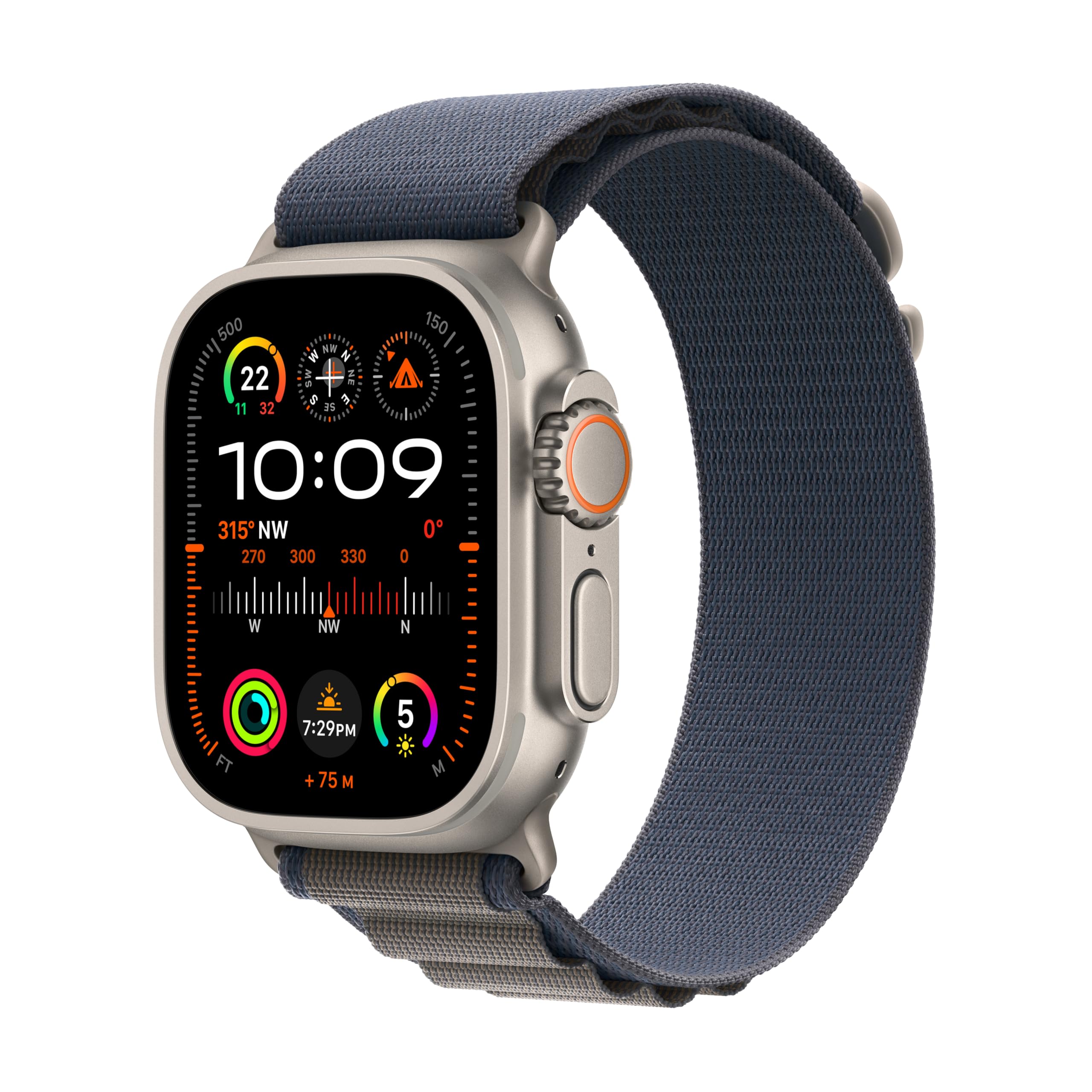 AppleWatch Ultra 2 [GPS + Cellular 49mm] Smartwatch with Rugged Titanium Case & Blue Alpine Loop Medium. Fitness Tracker, Precision GPS, Action Button, Extra-Long Battery Life, Bright Retina Display