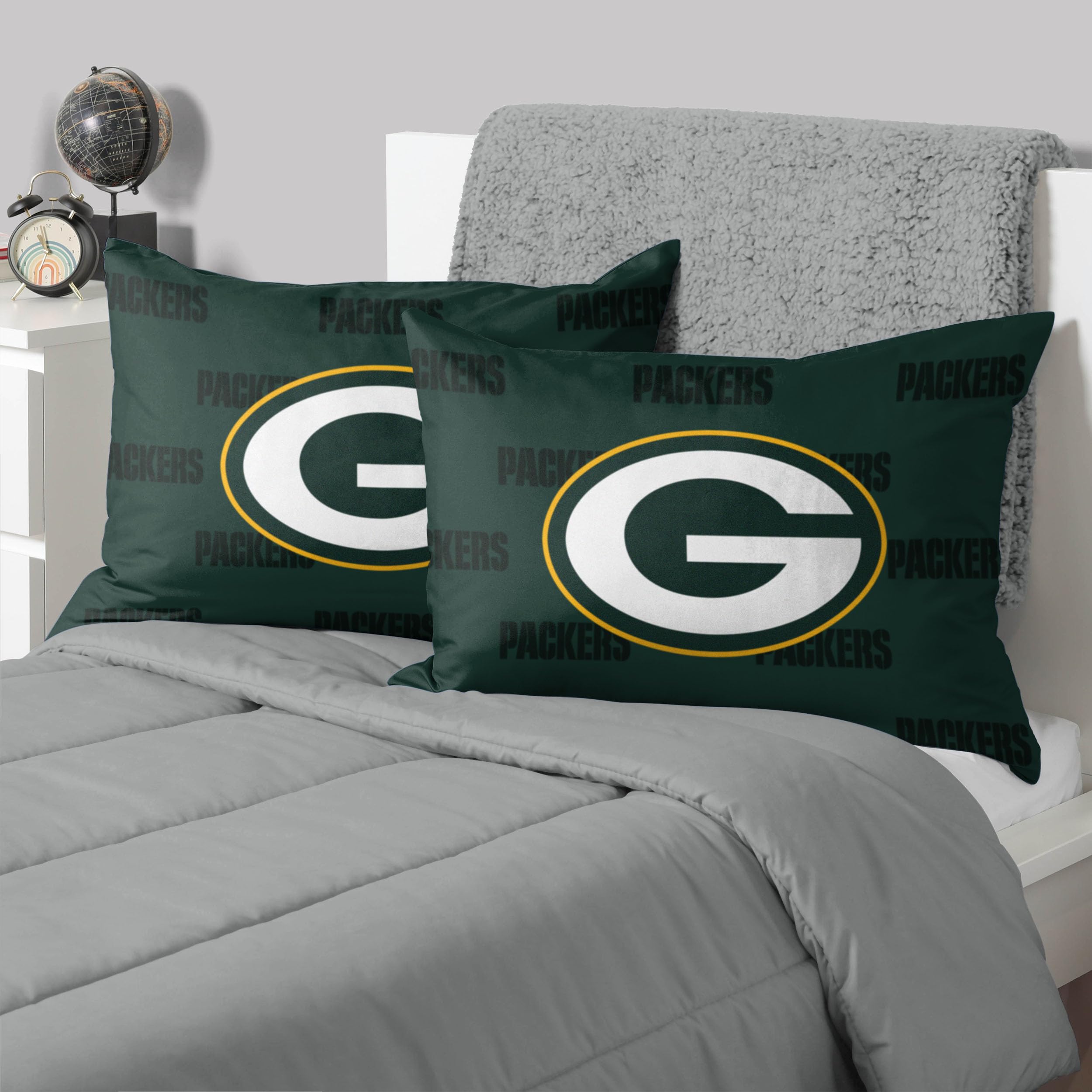Taies d'oreiller lit double Green Bay Packers FOCO aux finitions durables