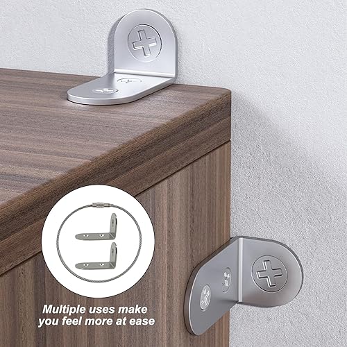 Miniatura 6 de 6 anclajes de pared para muebles con tornillos, correas antipuntas resistentes para espejo de estantería de tocador, kit de seguridad a prueba de