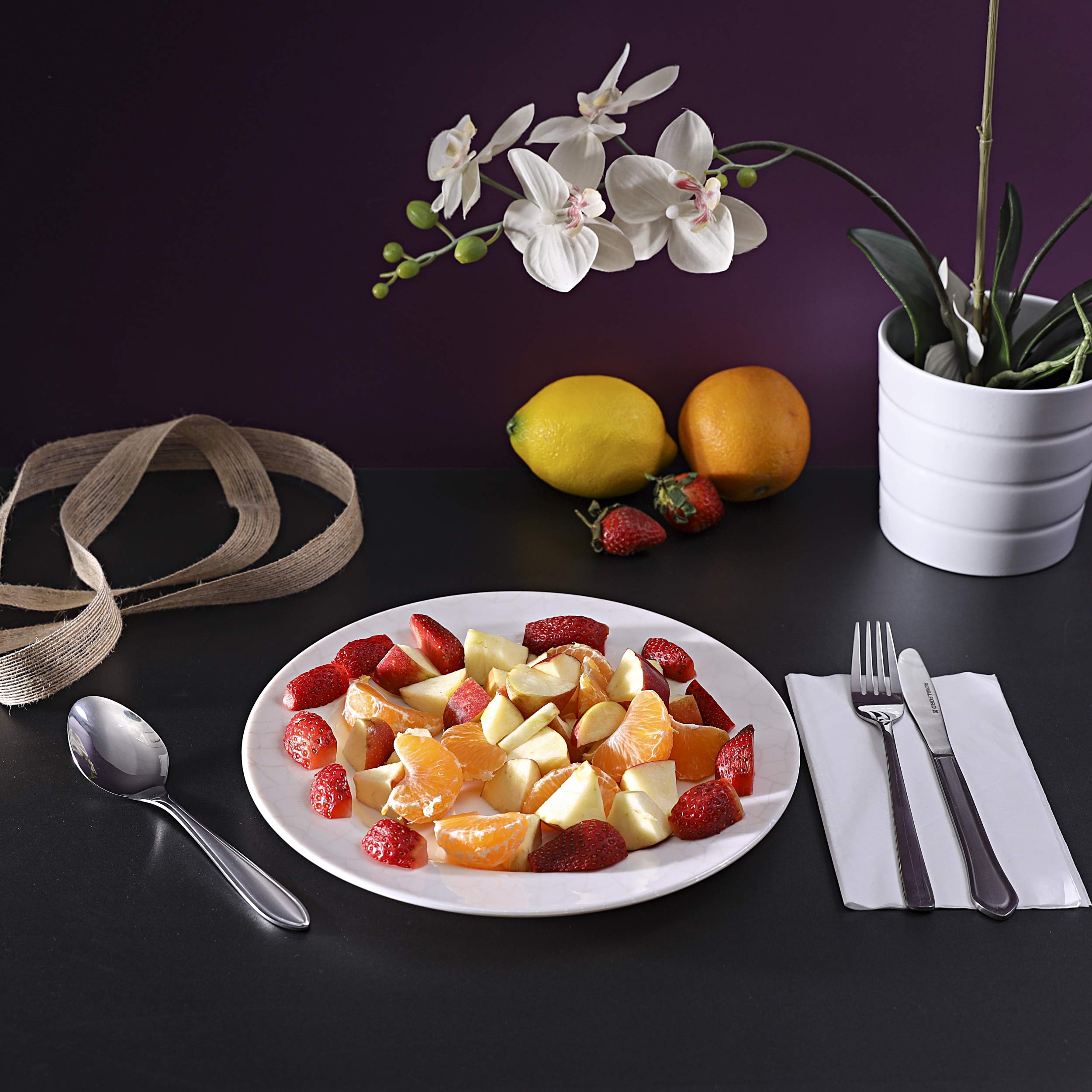 Royalford RF4487 10" Melamine White Pearl Dinner Plate Plate - Soup Deep Plate Pasta Plate | plate with playful Classic decoration, dishwasher safe | Ideal for Soup, Deserts, Ice Cream & More