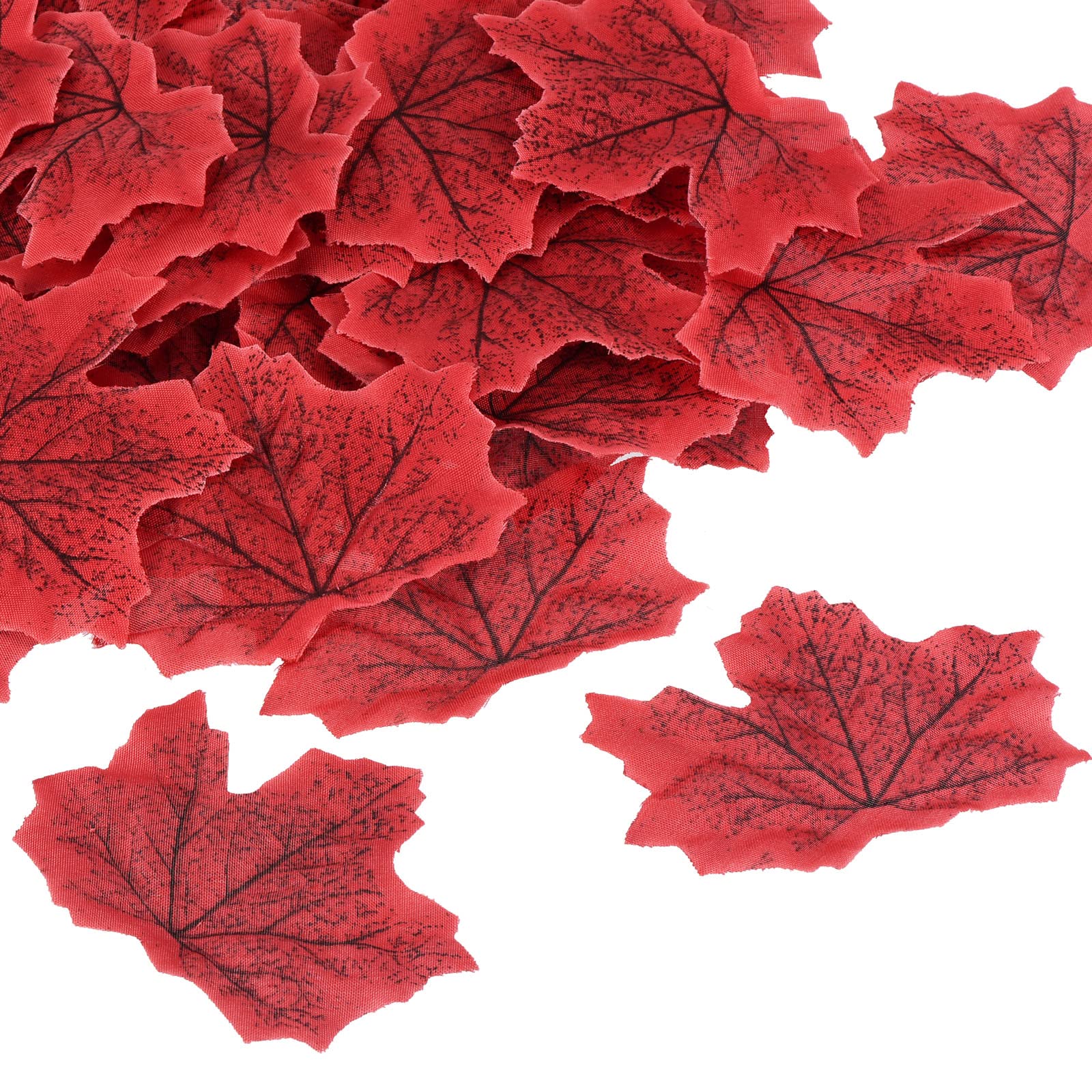 PATIKIL Artificial Leaves, 200 Pcs Fall Maple Autumn Fake Leaf for Wedding Party Thanksgiving Halloween Decoration, Red