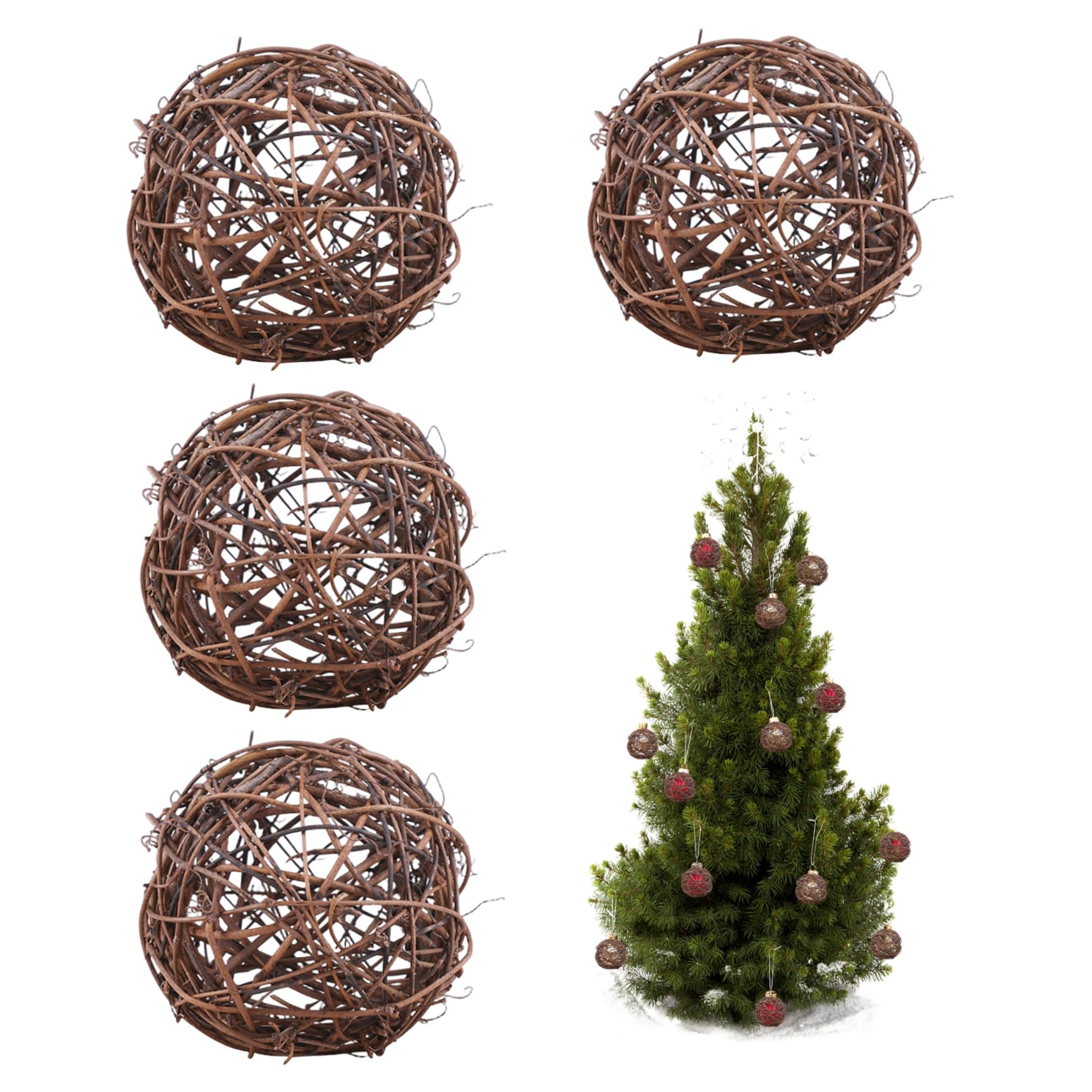 Boules de rotin 4 pouces Gcroet pour remplacer les décorations fragiles en verre
