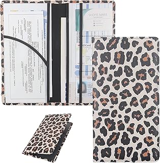 Car Registration and Insurance Card Holder with Magnetic Closure, Premium PU Leather License Registration Holder for Driver License, Insurance Card, Paperwork, Men & Women (Snow Leopard 1)