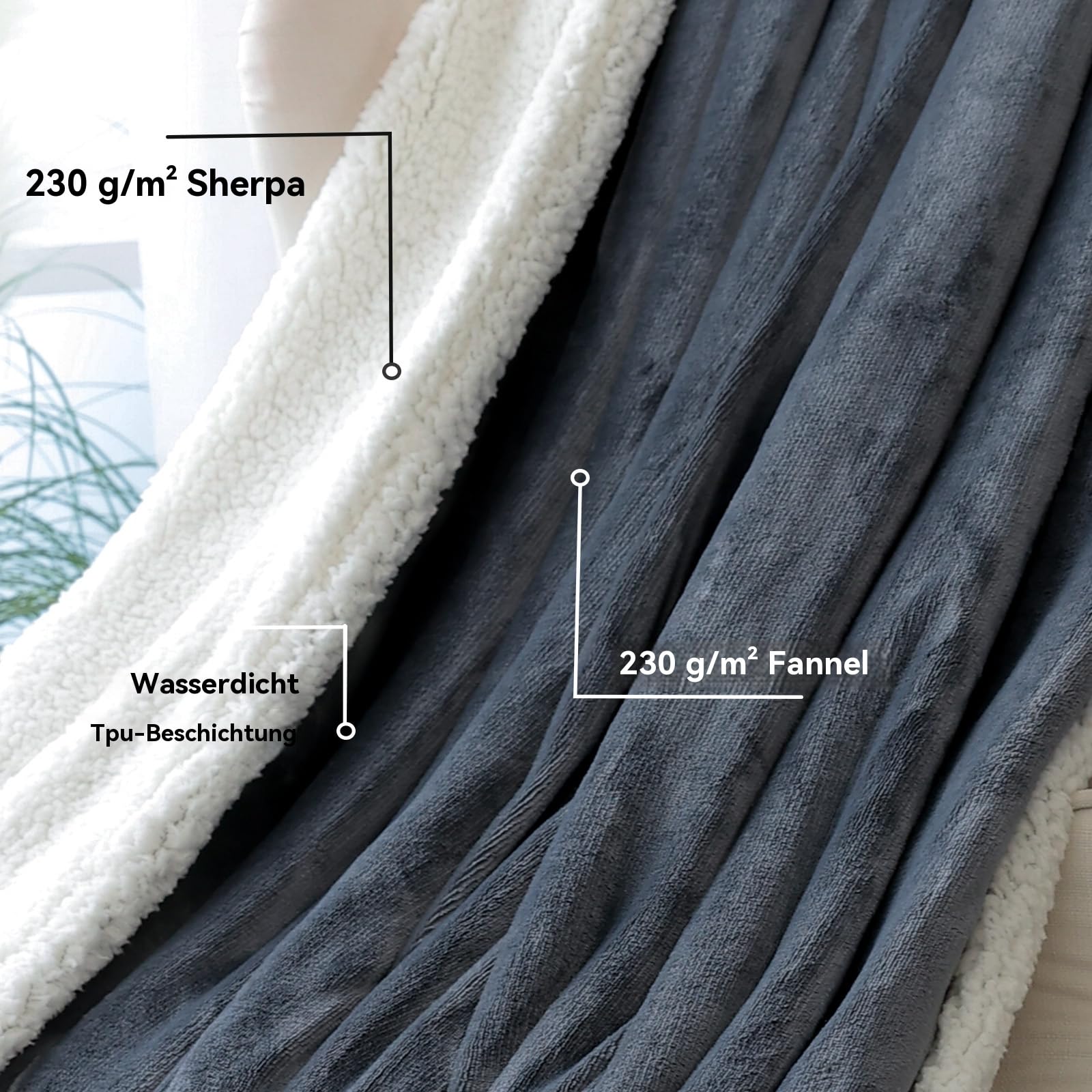 wasserdichte Queen Size Decken 200x230cm, wasserdichte Bettdecke Für Paare Erwachsene, Wasserdicht Reversible Matratze große Größe für Twin, Queen, King Beds(Grey)