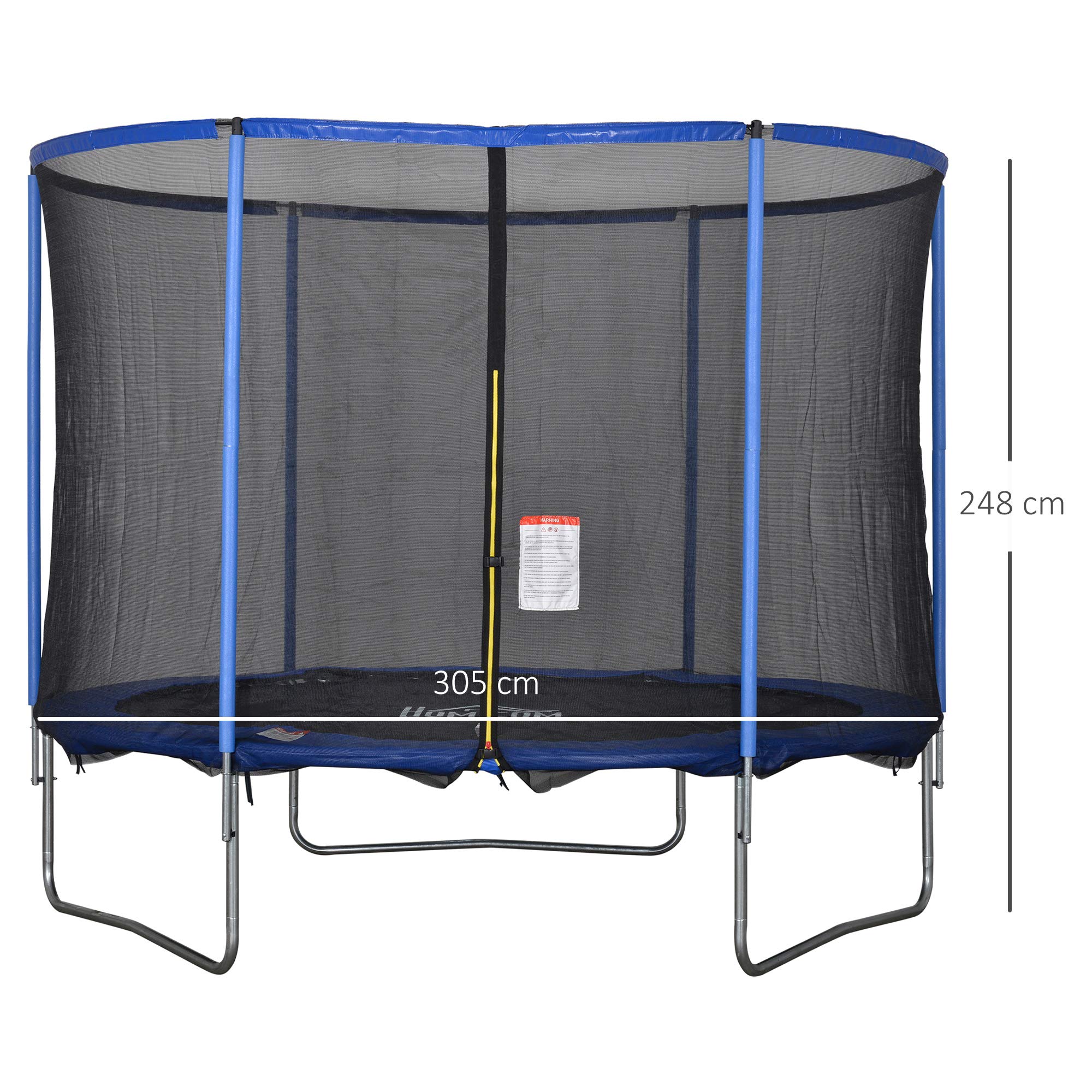 HOMCOM Trampolin mit Sicherheitsnetz Gartentrampolin für Innen- und Außenbereich Fitnesstrampolin für Jugendliche und Erwachsene Stahl Blau+Schwarz