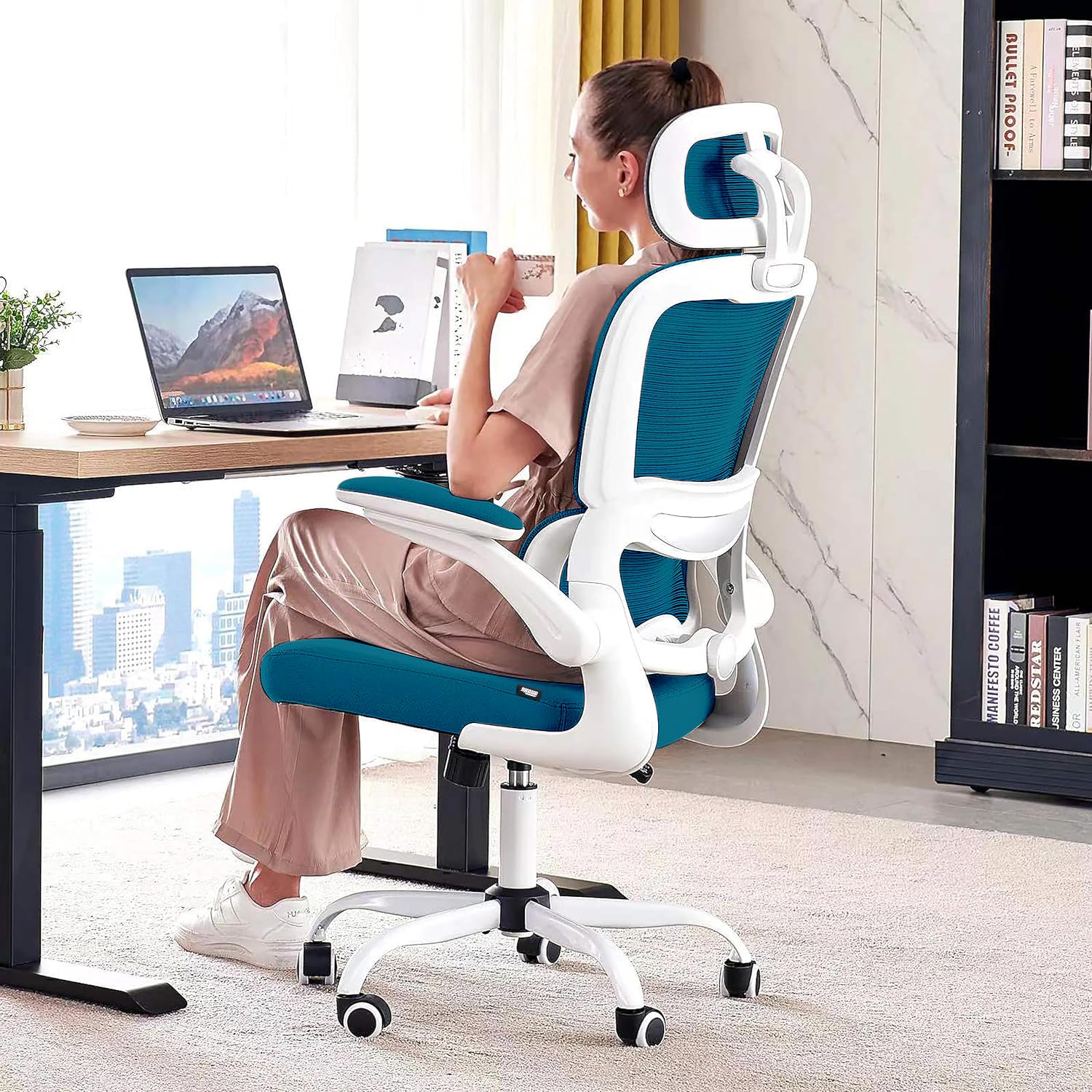 DROGO Premium Ergonomic Office Chair for Work from Home, High Back Computer Chair with Adjustable Seat, Lumbar Support & Headrest, Flip-up Armrest & Recline | Mesh Chair for Office/Home (Teal) (B0CTJW14QR) Amazon Price History, Amazon Price Tracker