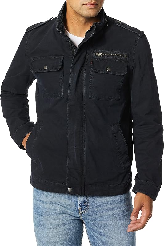 campera militar de algodón lavado para hombre (tallas regular, grande y alta)