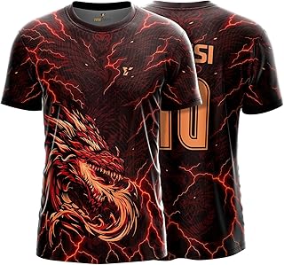 YOURJERSEY Real Dark Fire Dragon Fury Sports Jersey – Custom Name &amp; Number | Kids, Men, Women Sizes 2Y to 4XL | Football, ...