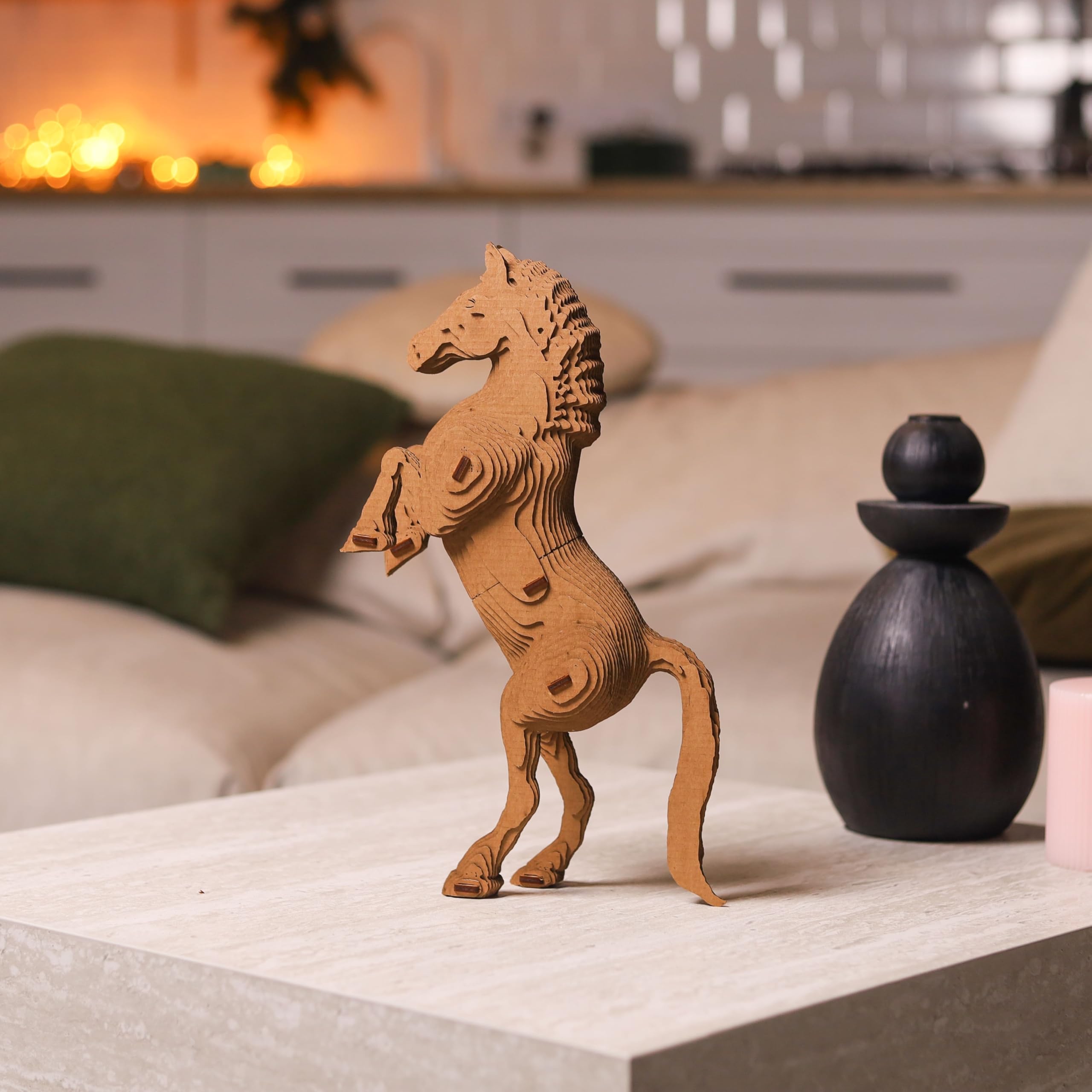 Cheval Puzzle 3D en Carton – Maquette à Monter | 112 Pièces, 33 × 22 × 7 cm – Kit Sculpture DIY à Peindre, Matériaux Recyclés, Ados & Adultes, Idée Cadeau Déco