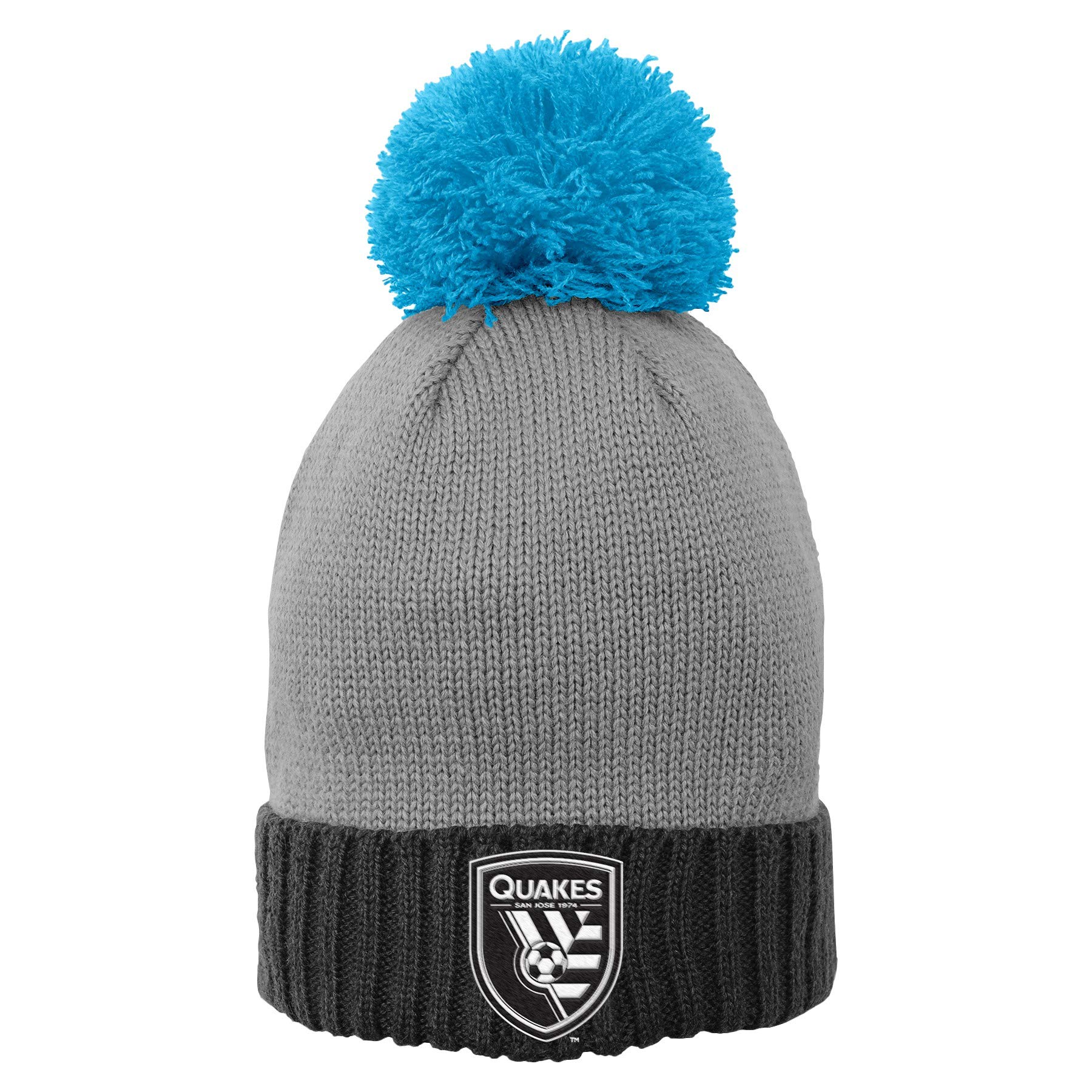 Outerstuff MLS Youth Girls San Jose Earthquakes Cuffed Knit with Enlarged Pom Hat, One Size Fits Most