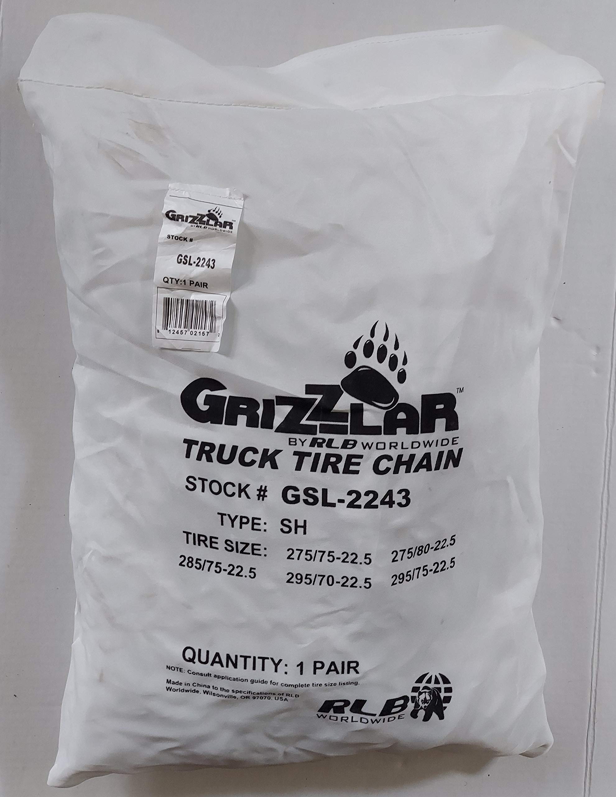 Grizzlar GSL-2243 Alloy Truck Ladder Twist Link Tire Chains 275/75-22.5, 275/80-22.5, 285/75-22.5, 295/70-22.5, 295/75-22.5
