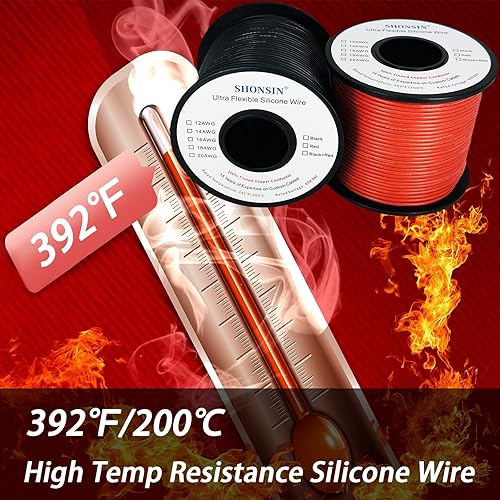 Miniatura 3 de Shonsin Cable flexible de 18 AWG de 200 pies, calibre 18, alambre de silicona de alta temperatura de 200 Negro y rojo cada 100 piescarreteAlambre de