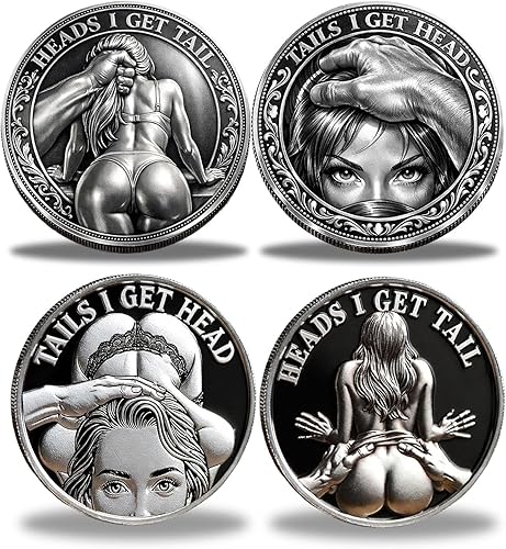 2pcs Heads I Get Tail/Tails I Get Head Commemorative Coin, Funny Heads and Tails Challenge Coin, Decision Coins for Couples, Humor Prank Gift for Adults Date Night Ideas