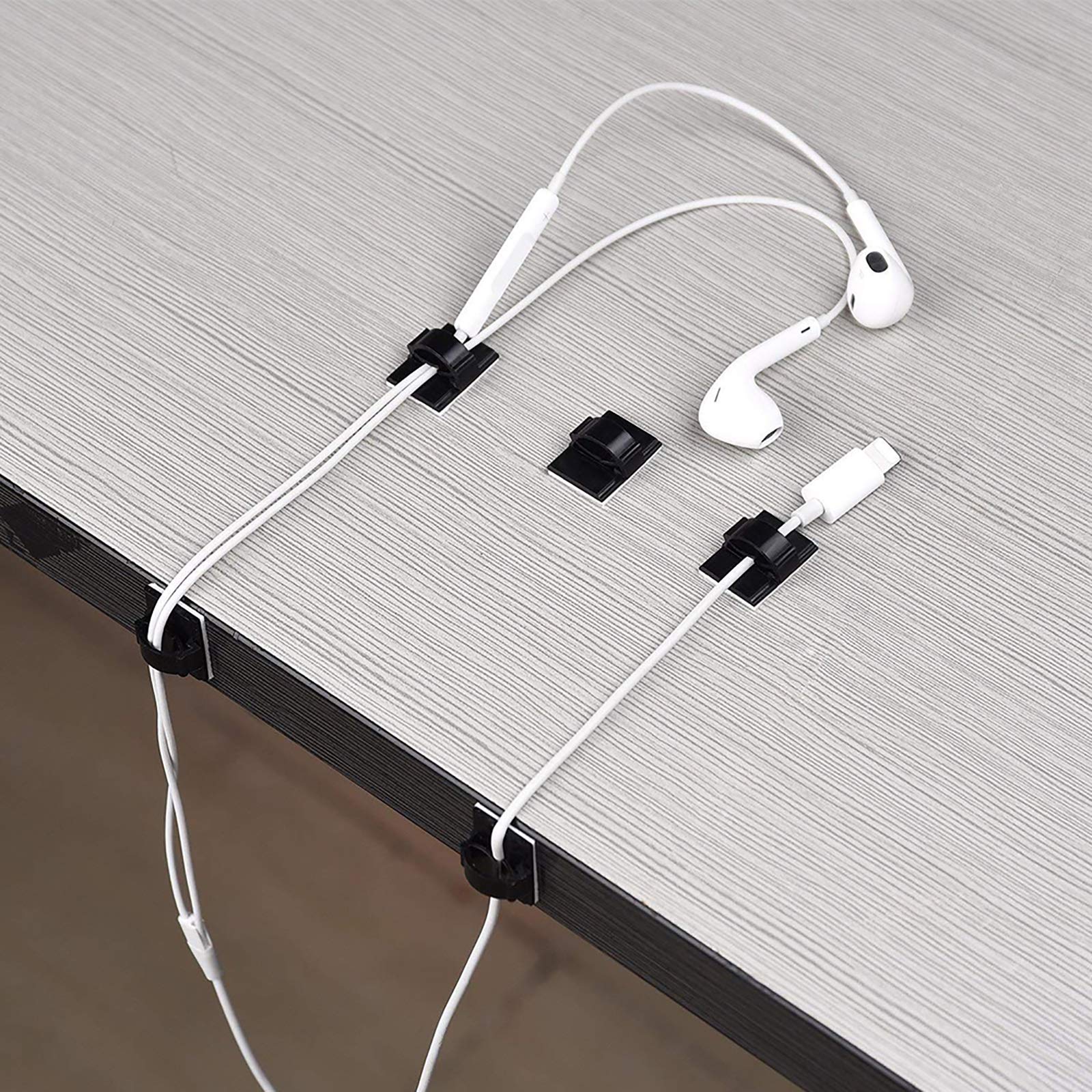 Lot de 100 clips adhésifs pour câbles USB, chargeurs de téléphone, câbles Ethernet, câbles de