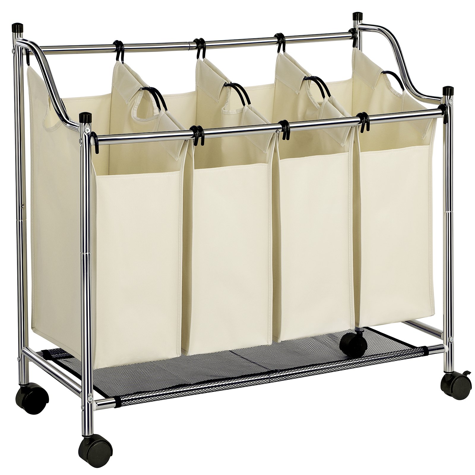 SONGMICS Laundry Basket, Laundry Sorter on Wheels, Laundry Trolley with