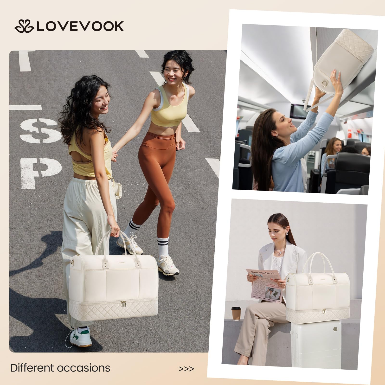 LOVEVOOK Bolsa de viaje, bolsa de traje, bolsa de ropa, bolsa de fin de semana, para hombre y mujer,