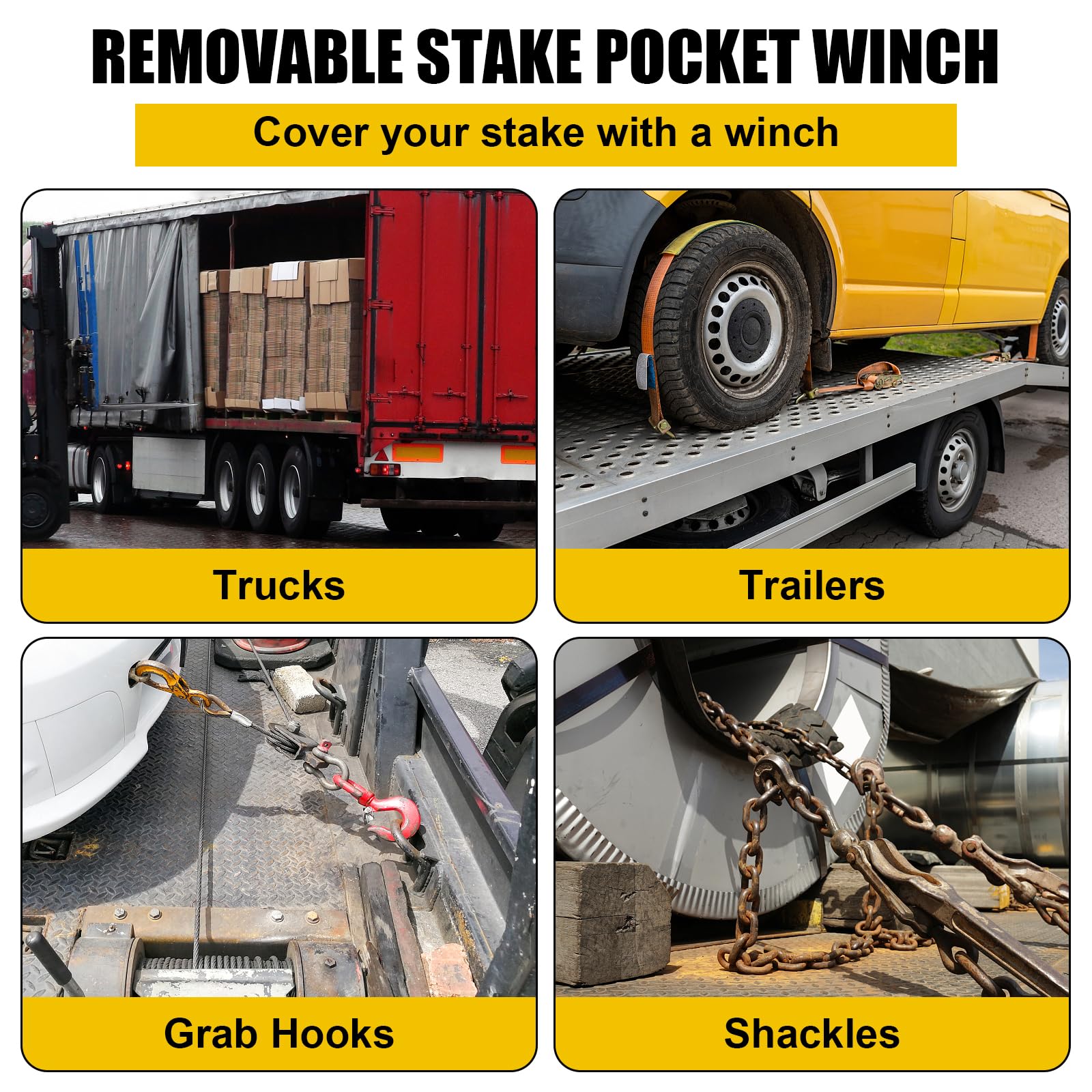 MERXENG 2 Pack Trailer Stake Pocket Winch, Heavy Duty Stake Pocket D Ring for Flatbed Trailer Trucks and Winches