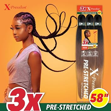 Sensationnel Xpression prestretched braiding hair - 3x xpression 58-inch kanekalon flame retardant smooth yaki braid - 3x x-pression 58 inch (1 pack, BG BURGANDY)