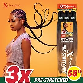Sensationnel X-pression prestretched braiding hair - 3x braid 58 inch all kanekalon flame retardant synthetic braid for box braids and twists (3 pack, PEBBLE)