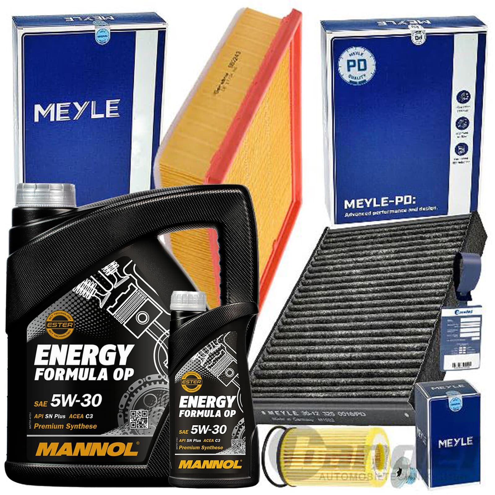 Meyle Filterset+Mannol 5W30 Öl | 6123260016/PD+6123210021+6143220010+Mn 7701 5W30 Kompatibel mit Adam (M13)
