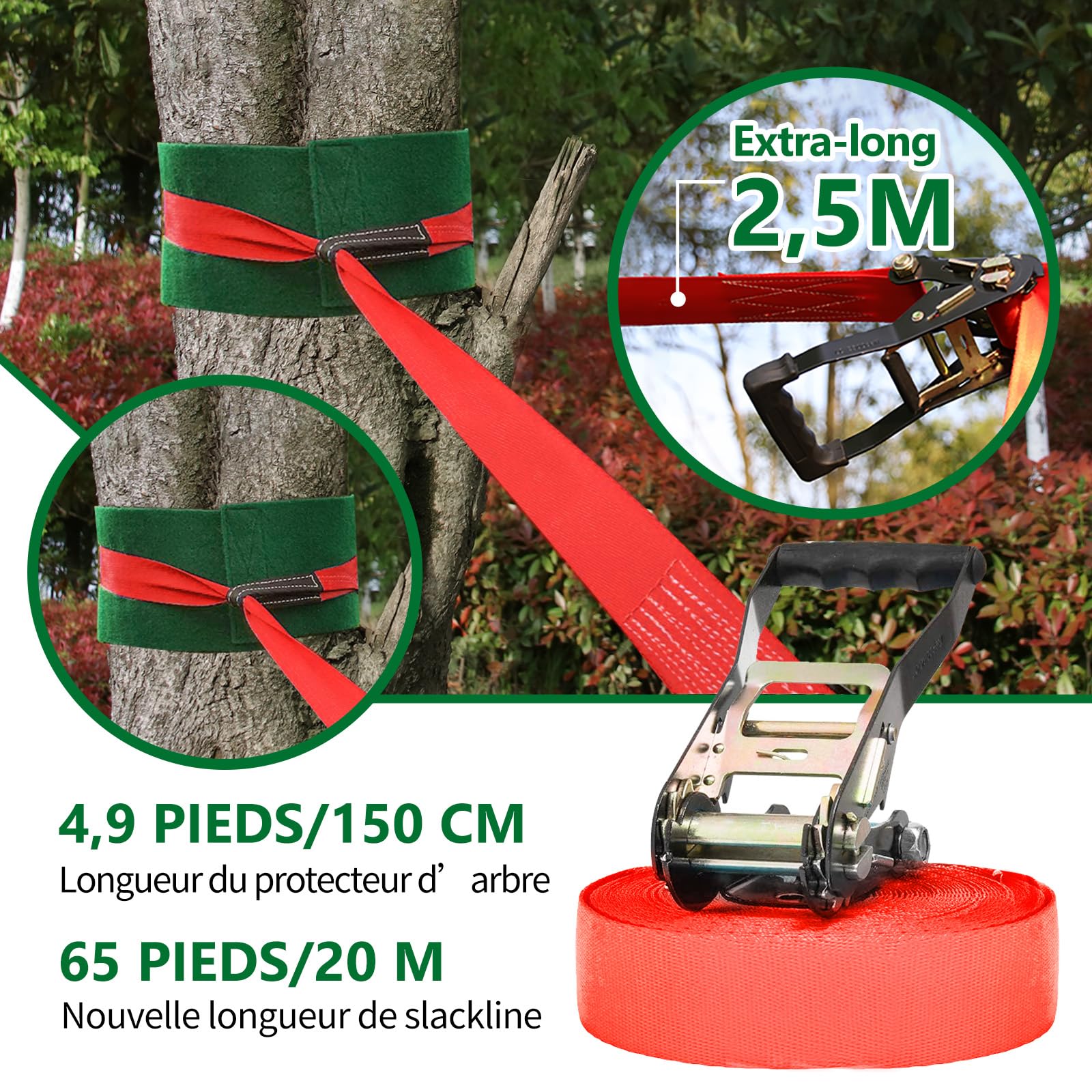 Dripex Slackline Enfant, Slackline 2×20m et Parcours Ninja Enfant Exterieur, Tyrolienne et Parcours Exterieur avec balançoire, échelle d’Escalade, Filet d’Escalade, Adapté aux débutants