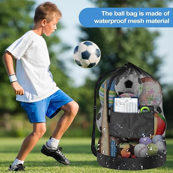 Mesh Bags Drawstring, Heavy Duty Large Capacity Drawstring Mesh Bag, Sports Outdoor Recreation Accessories for Cloth Beach Football School Picnic Volleyball Park