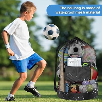 Mesh Bags Drawstring, Heavy Duty Large Capacity Drawstring Mesh Bag, Sports Outdoor Recreation Accessories for Cloth Beach Football School Picnic Volleyball Park