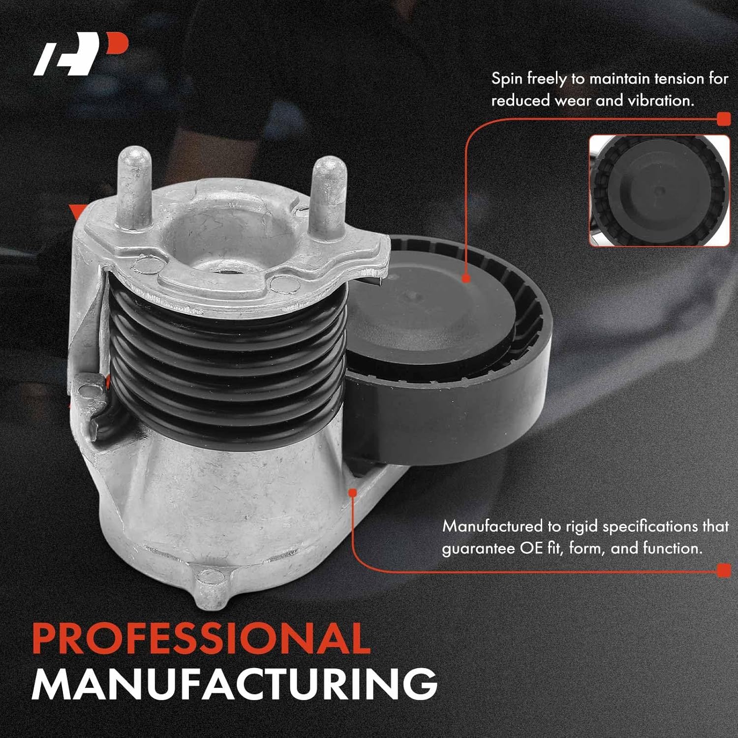 A-Premium Belt Tensioner Assembly with Pulley Compatible with Volvo C30 2007-2013, C70 2006-2013, S40 2004-2011, V50 2005-2011, Replace# 31251654, 8M5N6A228BA