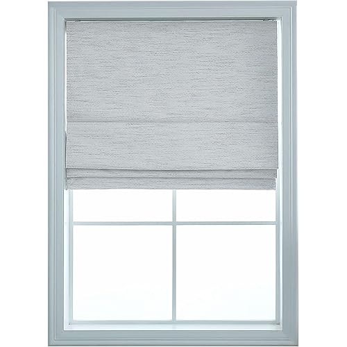 Everyday Celebration Roman Shades for Windows, Washable Cordless 100% Blackout Roman Window Shades Pull Down Window Treatment, Blackout Blinds & Shades with Woven Fabric, 30" W X 64" H, (Light Stone)