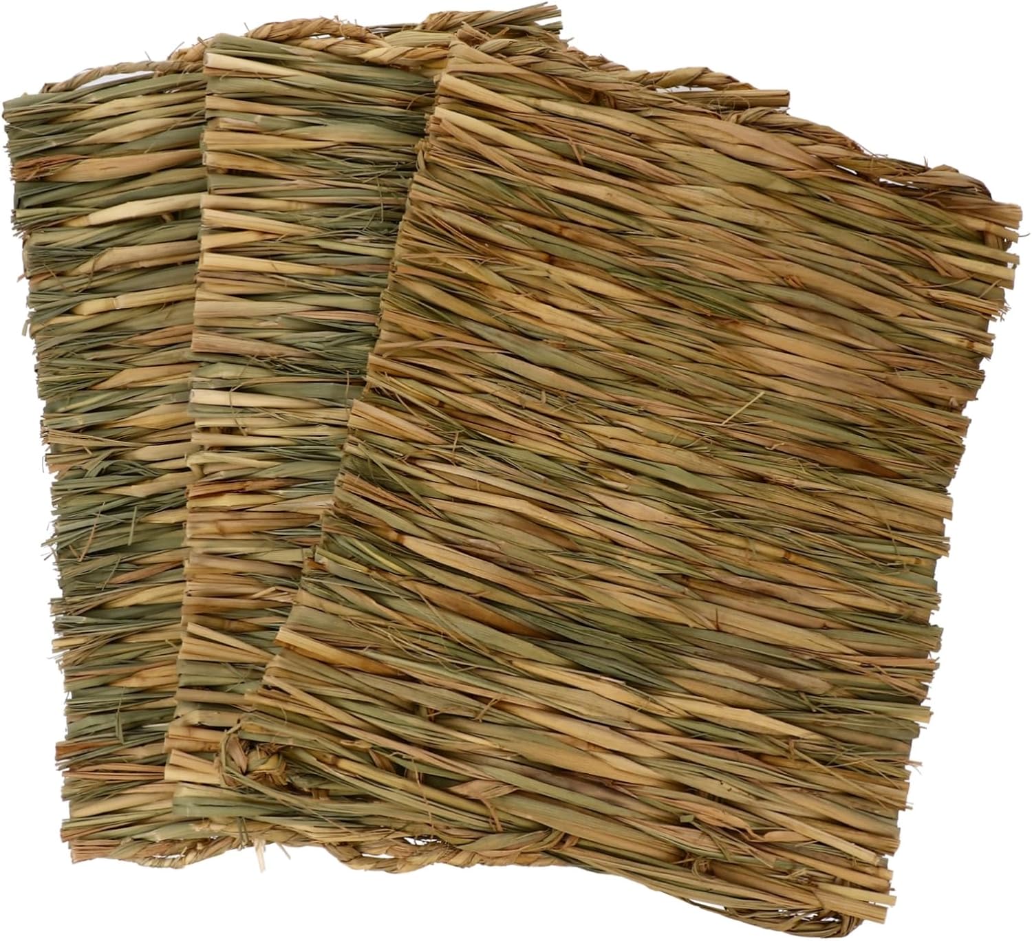 Abaodam 3Pcs Squirrel Hamster Grass Mat Natural Chew Bedding for Guinea Pig Cozy Durable Small Animal Bed for Bunny Pet Enrichment Activities