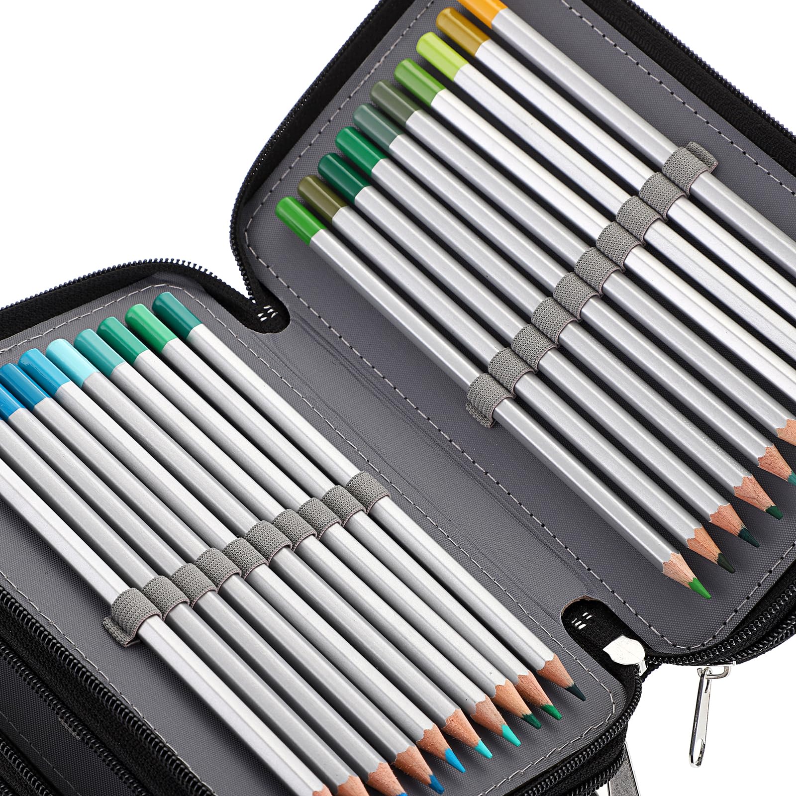 IGNPION, astuccio multiscomparto per 72 matite colorate, capiente, per ragazzi Black