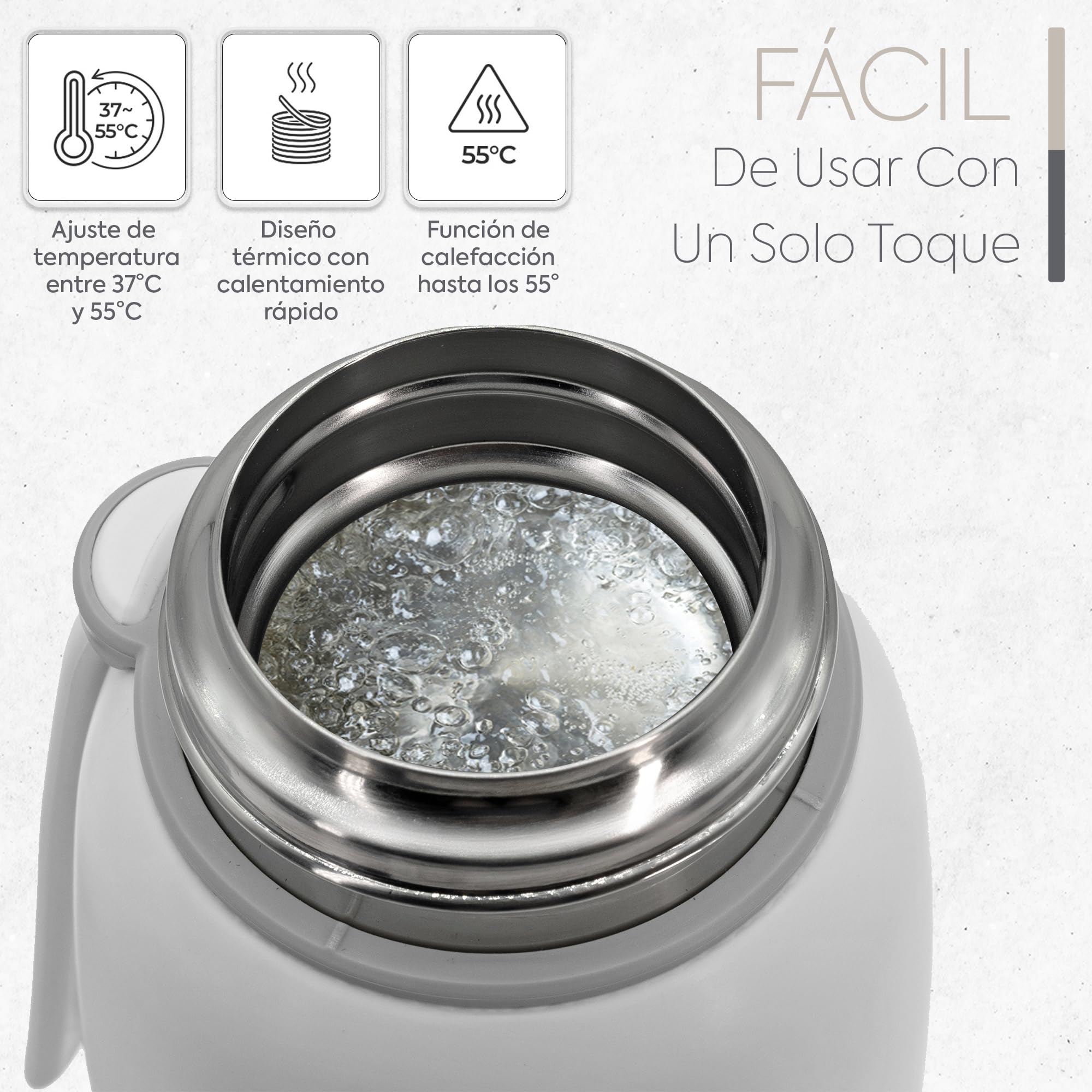 Calentador de Leche Portatil para Bebes - Termo Calienta Biberones Portatil, Calentador de Biberones Portatil, Calienta-Biberones para Leche y Agua Fácil de Transportar - Carga USB