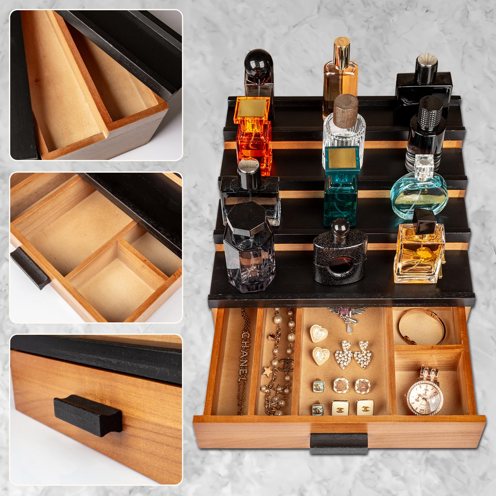 4-stufiger Holz Köln Organizer mit Schublade